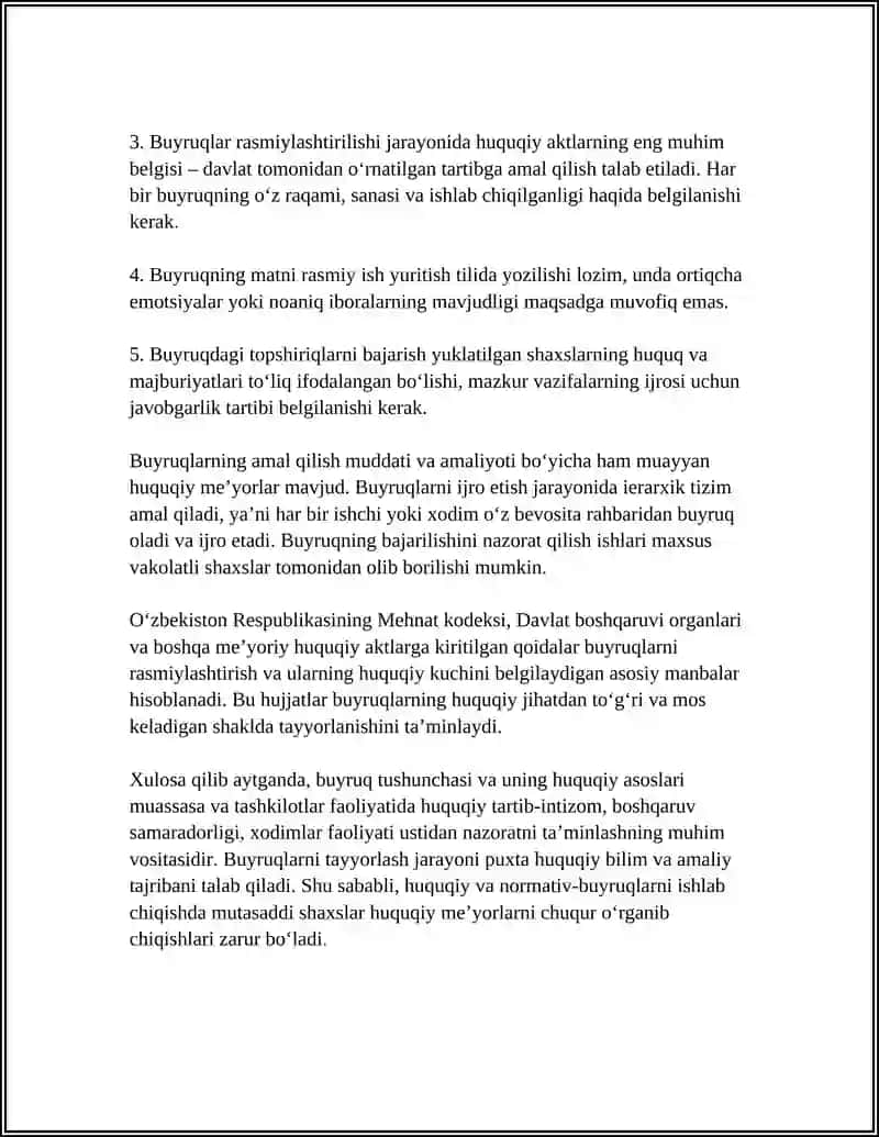 BUYURUQ TAYYORLASH VA TUZULMA 4