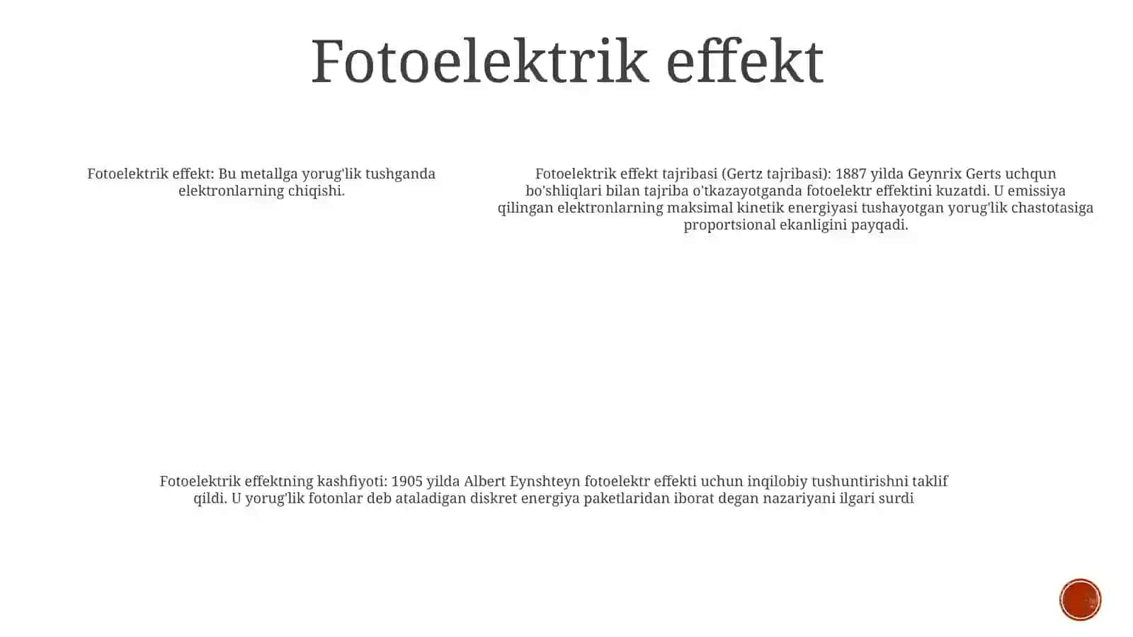 Fotoeffekt Hodisasi. GersTajribasi 4