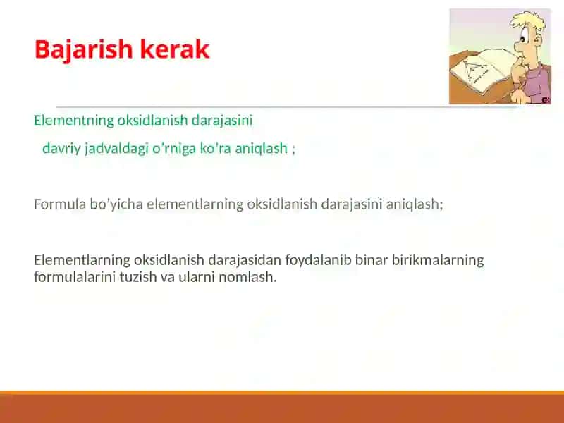 Elementlarning oksidlanish darajasi 4