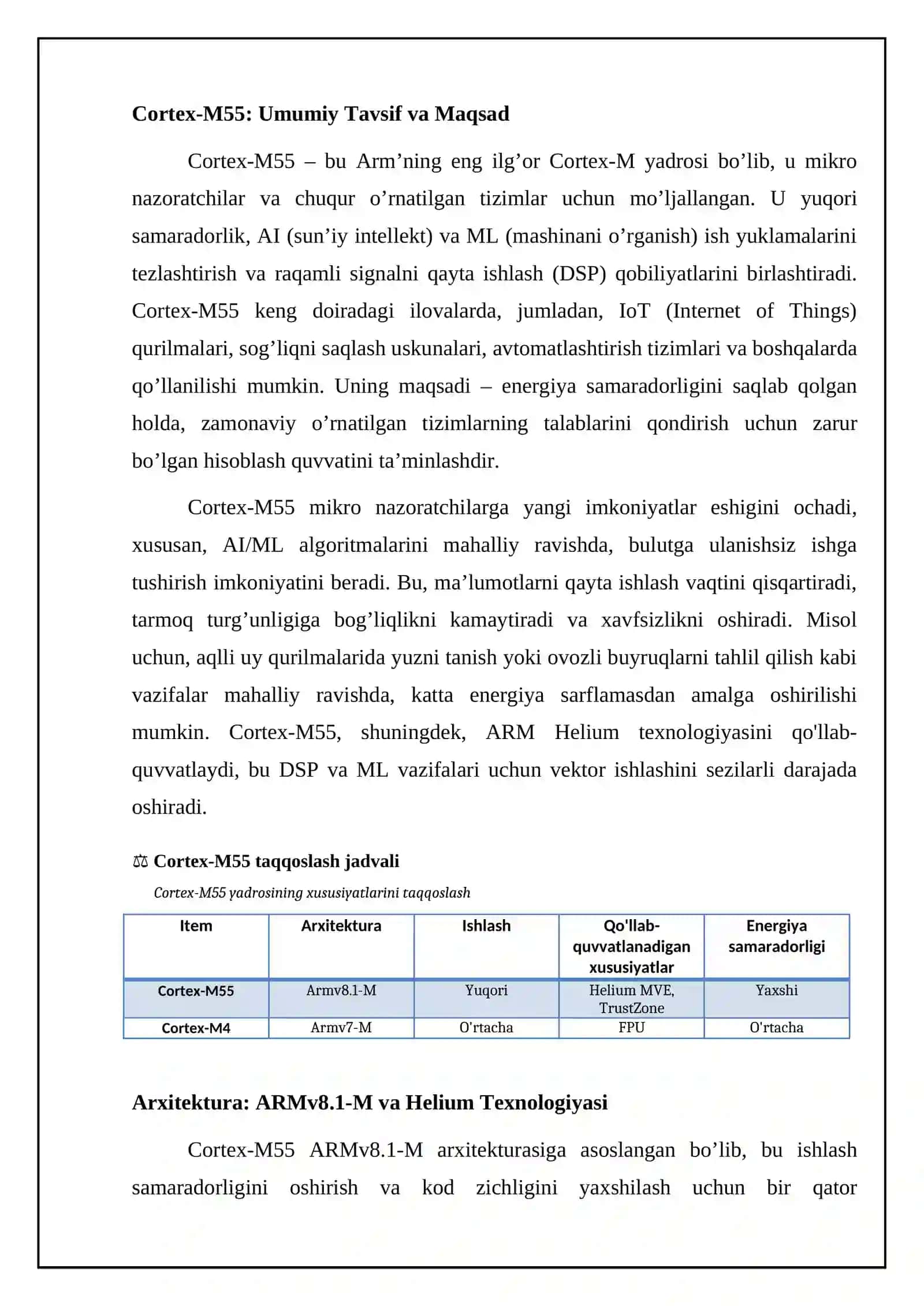 Cortex-M55: Asosiy xususiyatlar va arxitektura 4