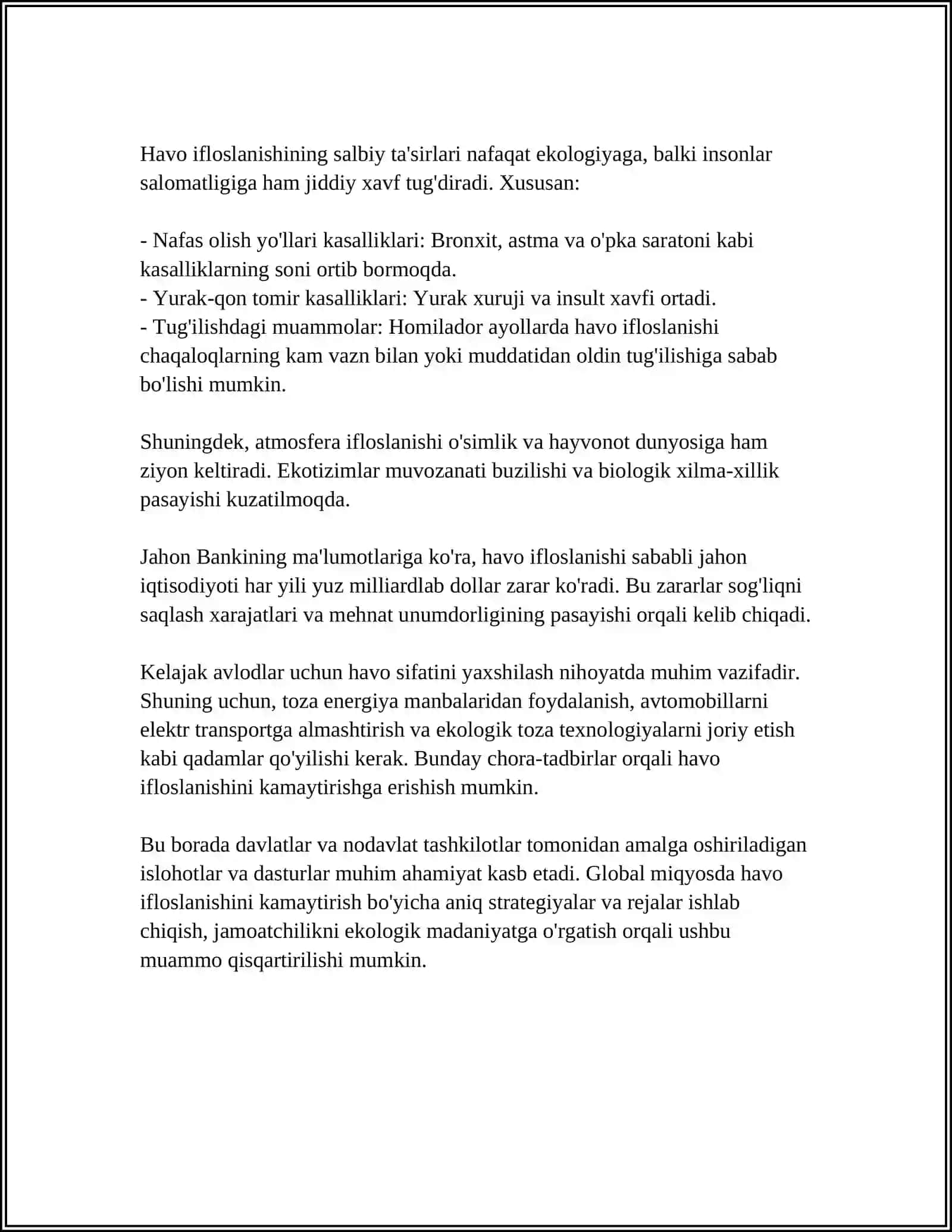 MUSTAQIL ISH Mavzu: ATROF MUHITNING TABIIY MANBALARINING IFLOSLANISHI 4