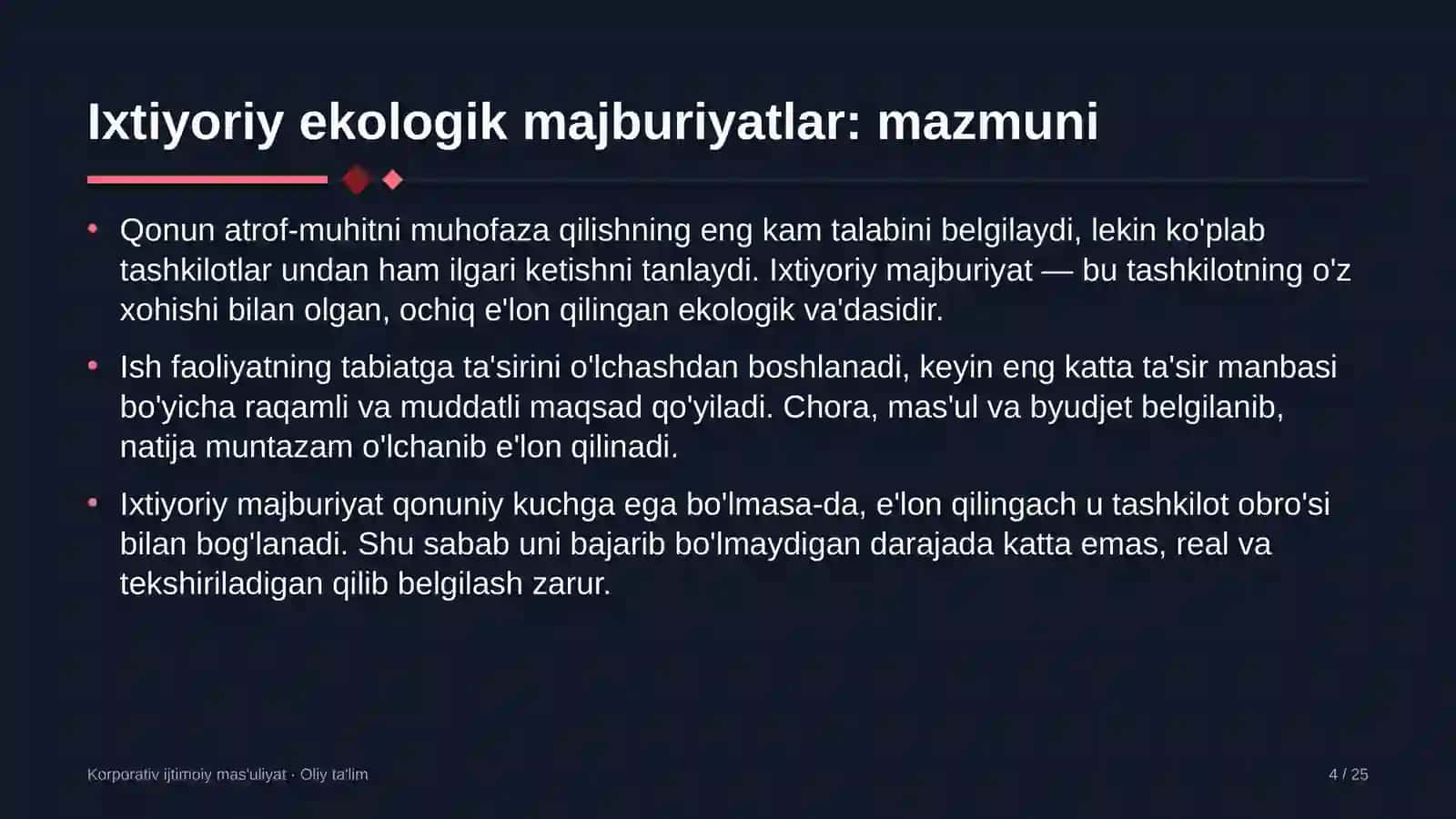 Korporativ Ijtimoiy Mas'uliyat · Oliy Ta'lim 4