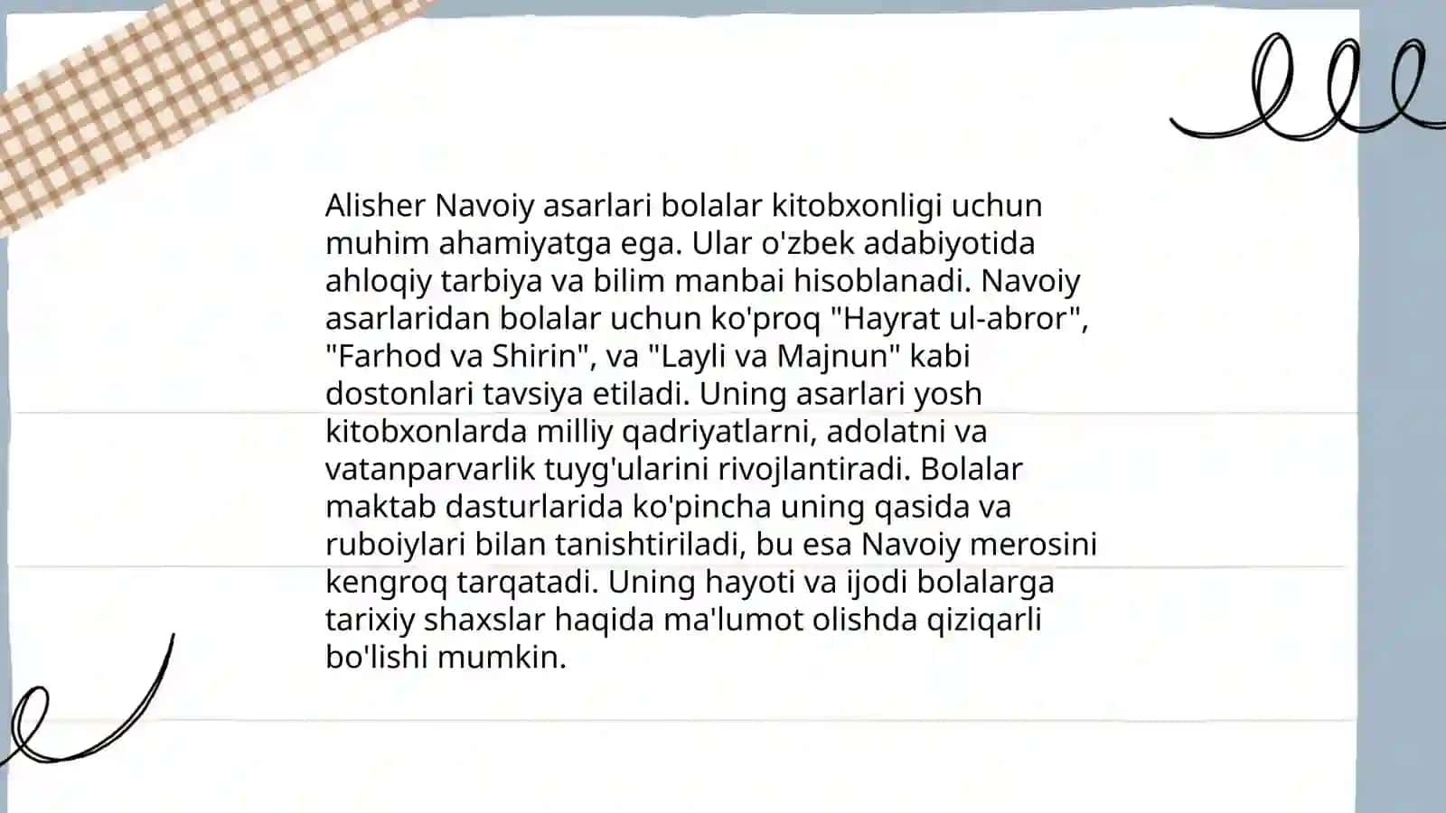 Alisher Navoiy asarlari bolalar kitobxonligida 4
