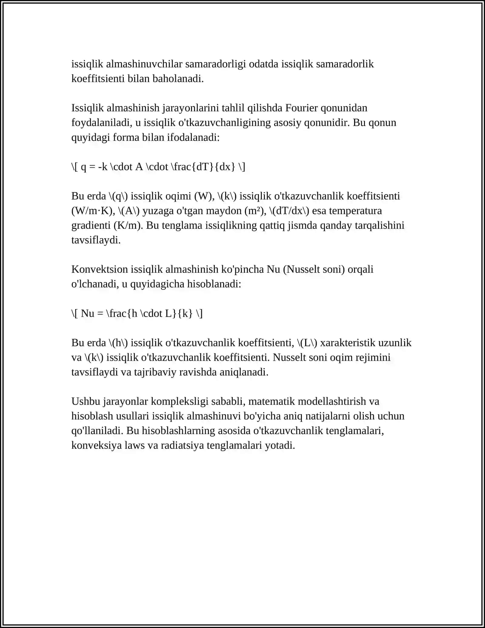 MUSTAQIL ISH Mavzu: IZA TERMIK JARAYONLAR 4