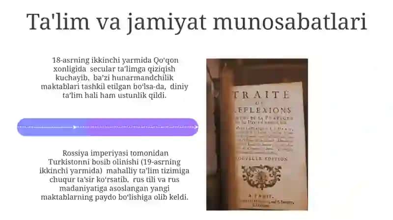 XVll-XIX asrlarning birinchi yarmida ta'lim, maktab va pedagogik fikrlar 4