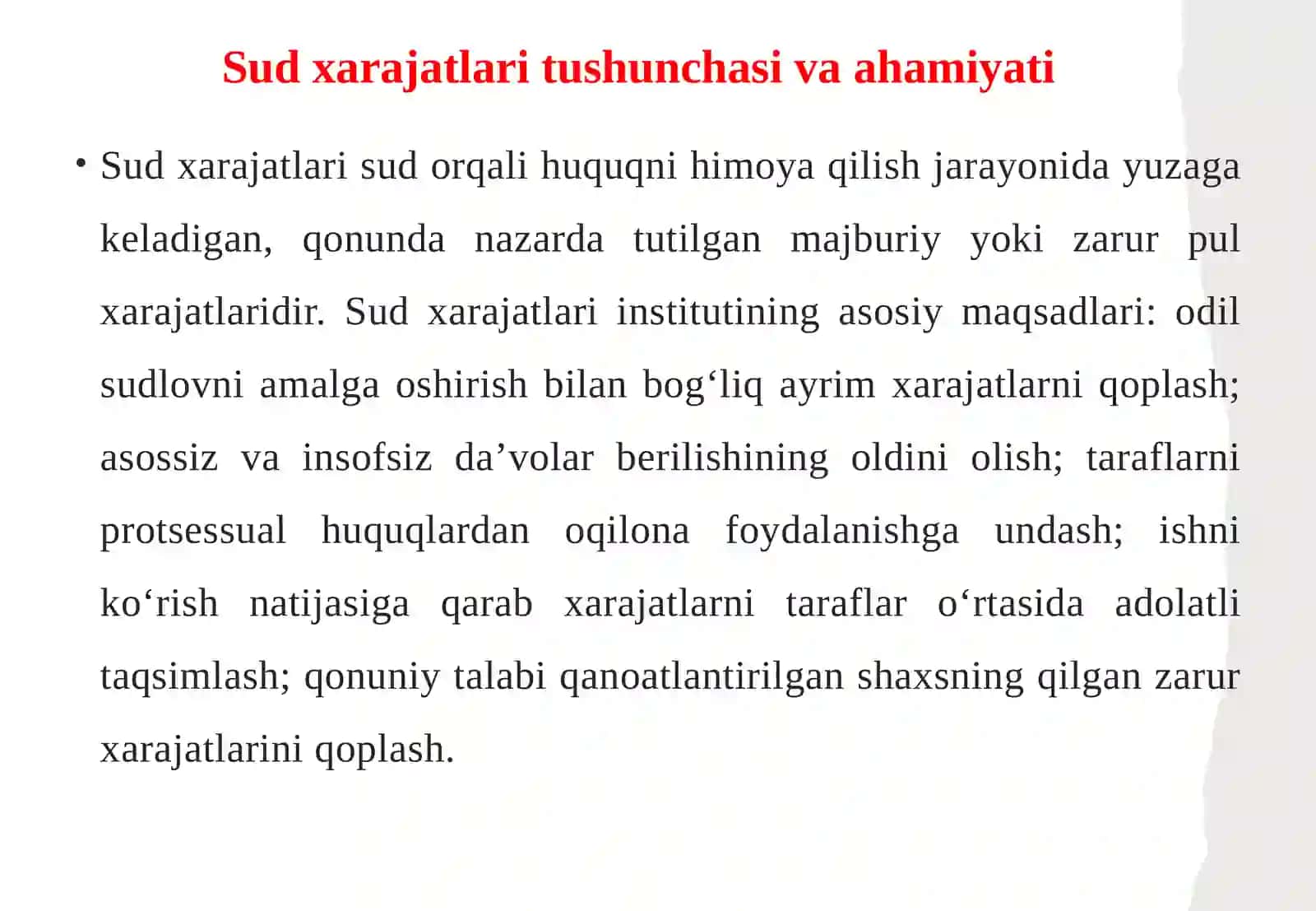 Sud xarajatlari, davlat boji va ishni ko‘rish bilan bog‘liq chiqimlar 4