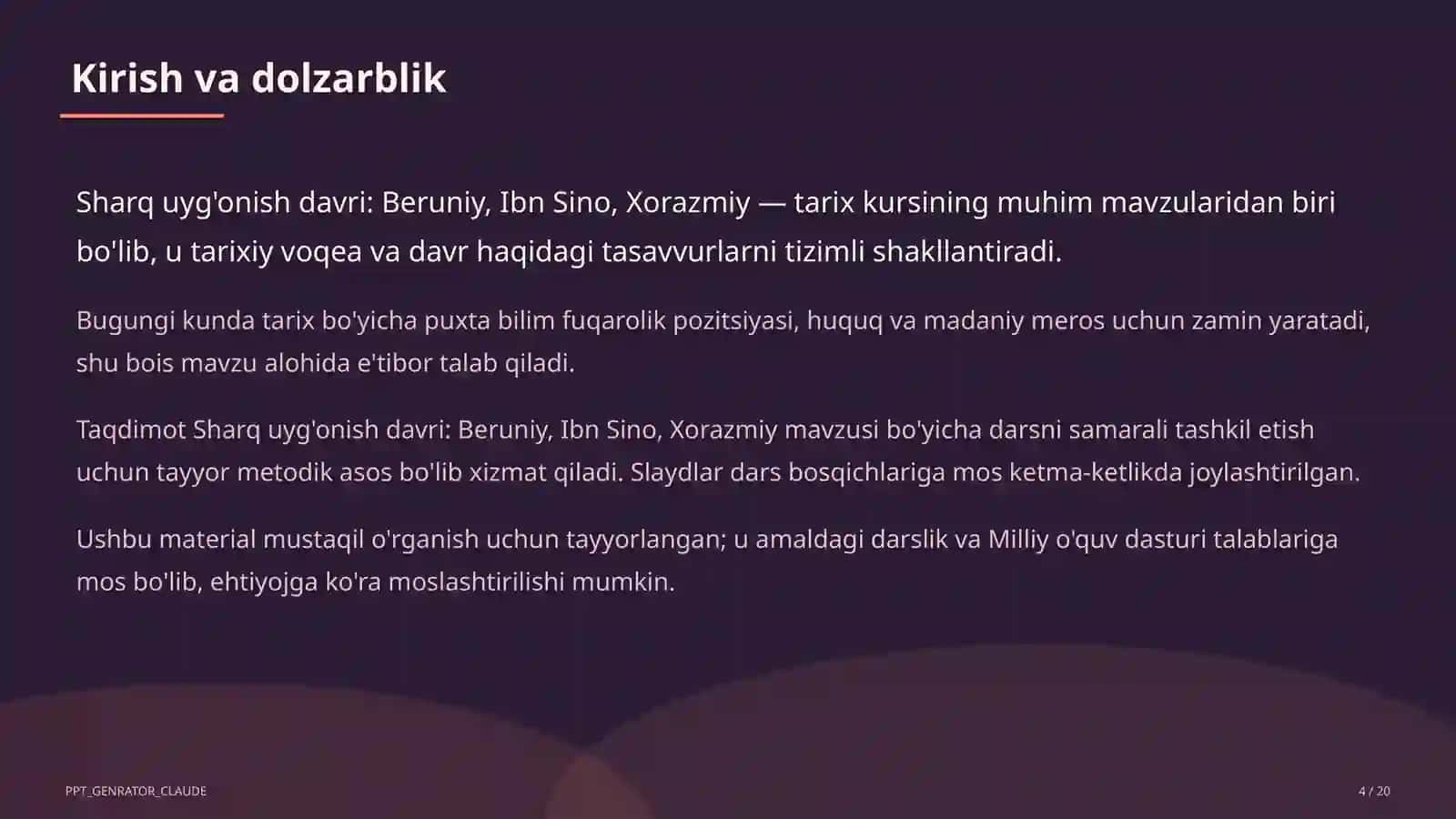 Sharq uyg'onish davri: Beruniy, Ibn Sino, Xorazmiy (7-sinf) 4