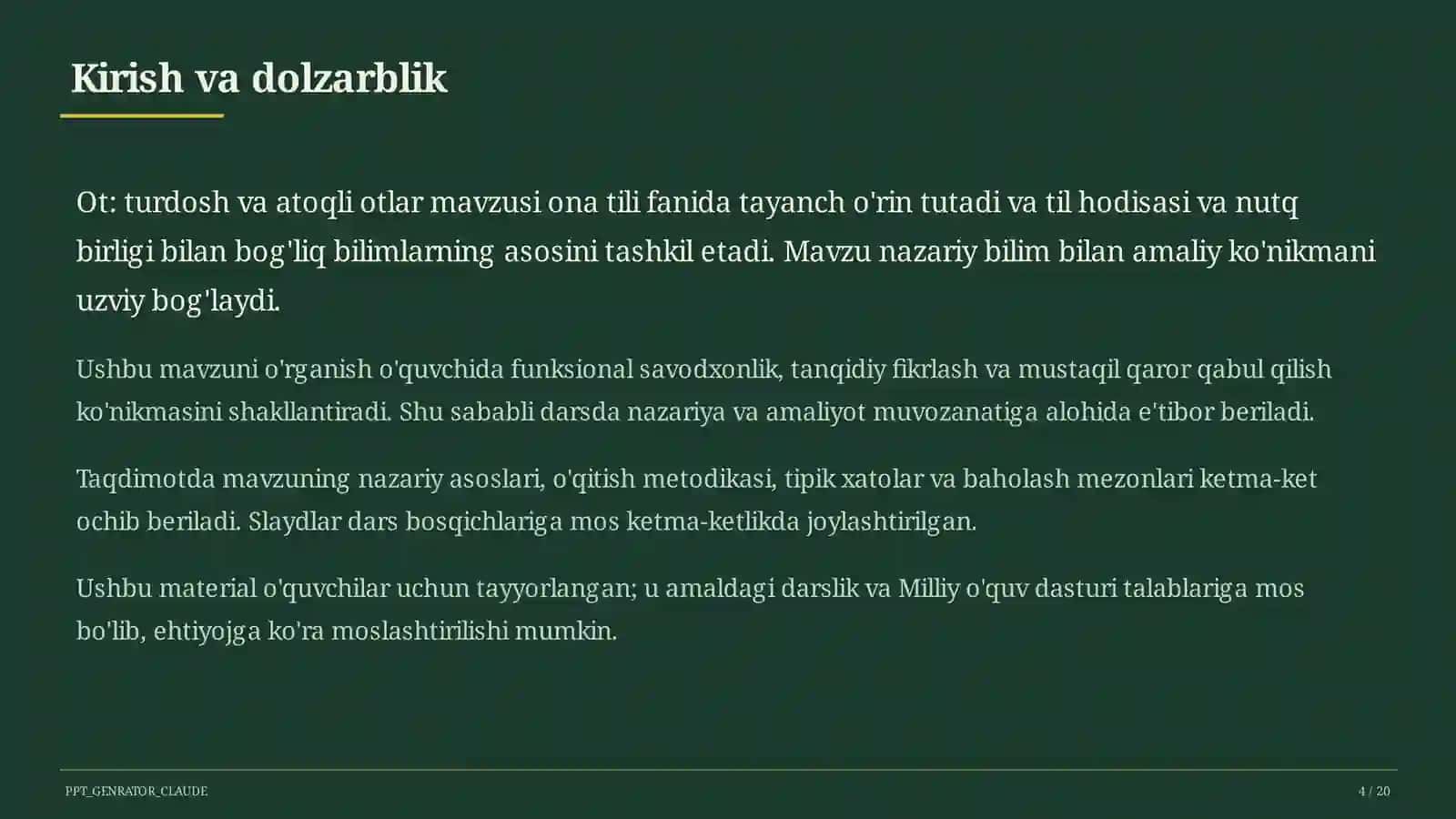 Ot: turdosh va atoqli otlar (6-sinf) 4