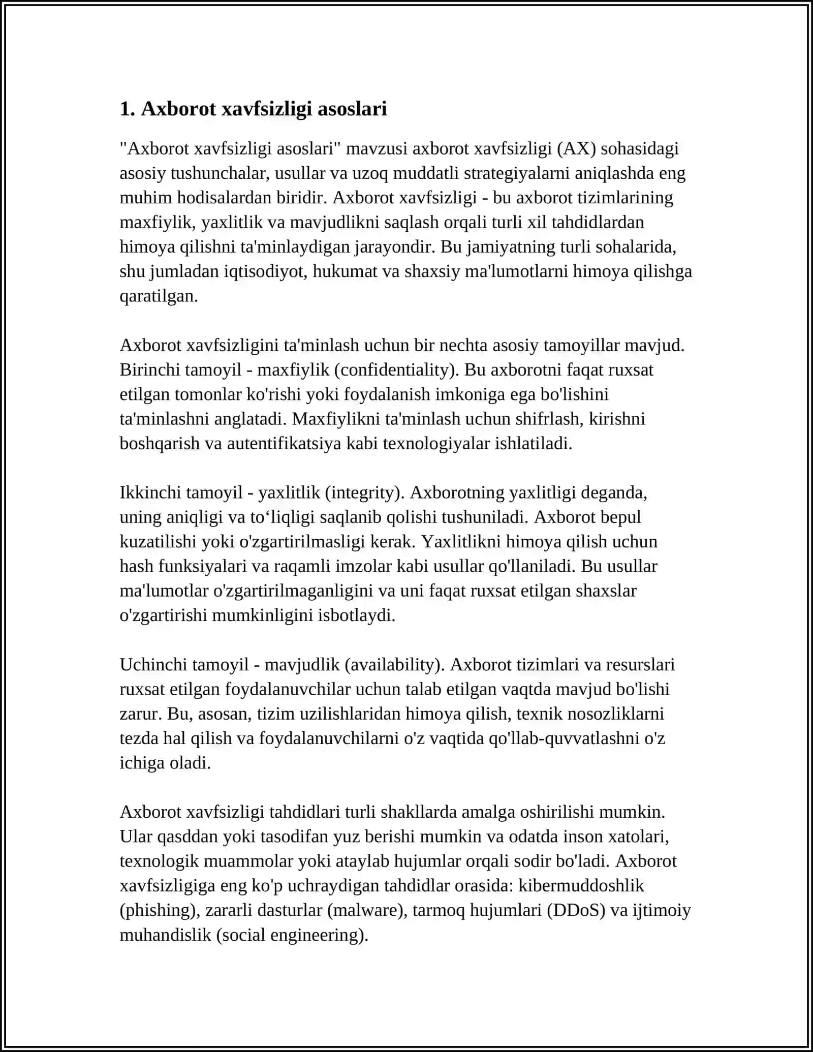 Axborot xavfsizligi asoslari 4