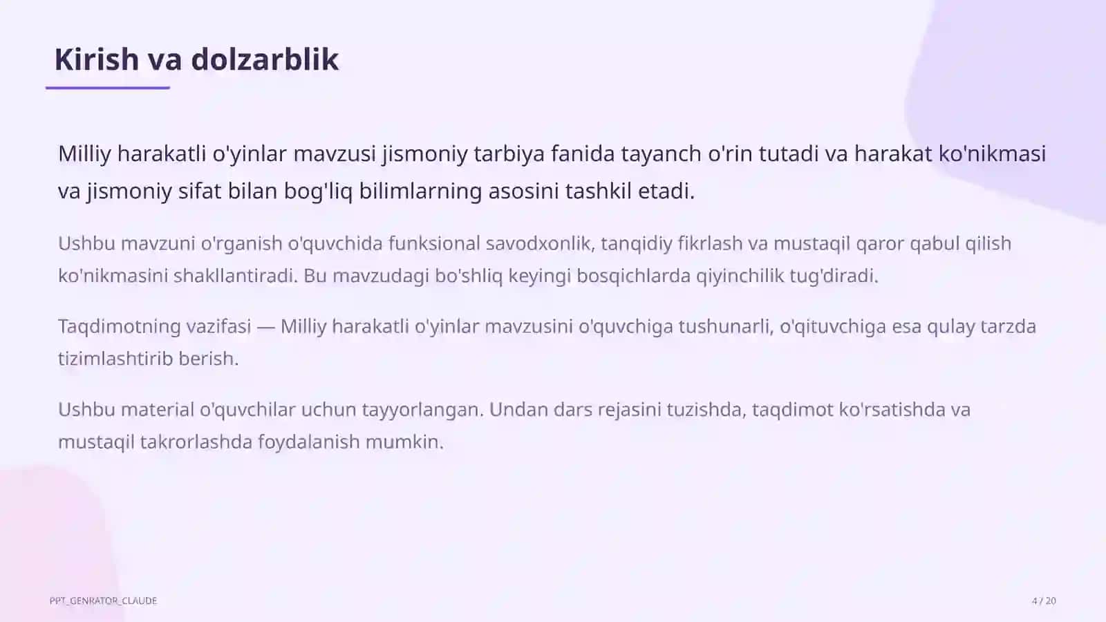 Milliy harakatli o'yinlar (4-sinf) 4