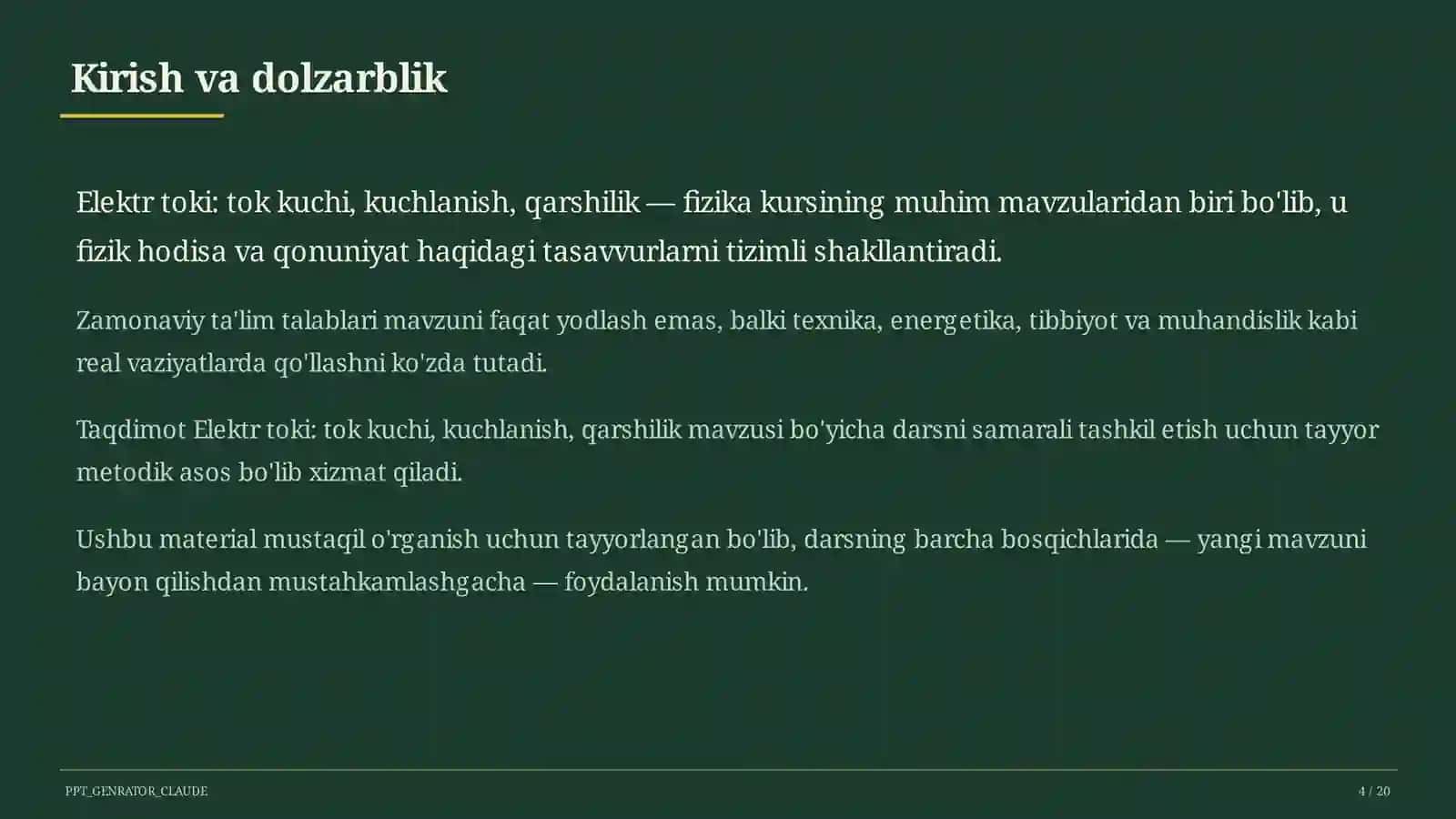 Fizika (6–11) — mustaqil o'rganish uchun 4