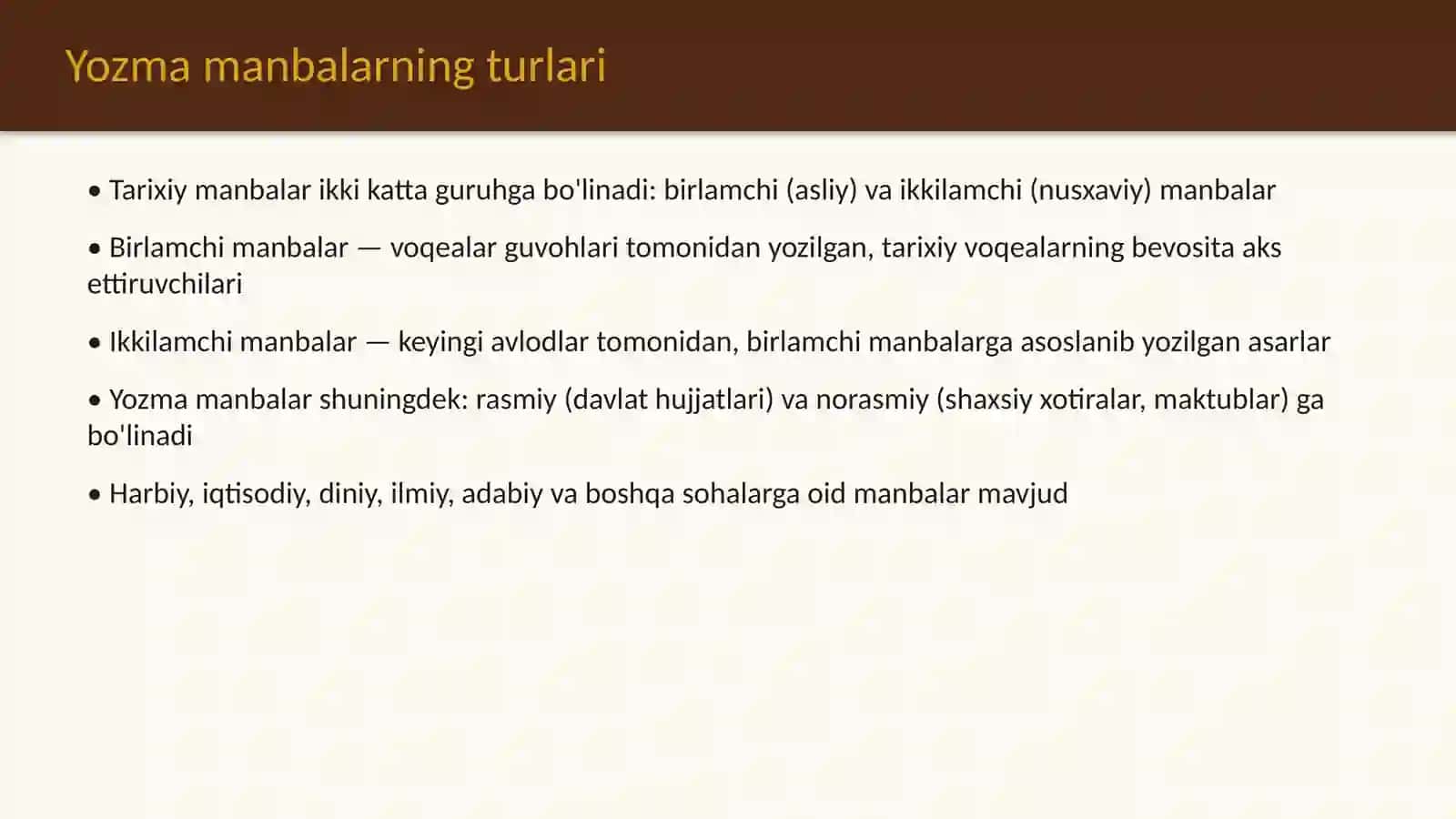 Yozma manbalarga tavsif 4