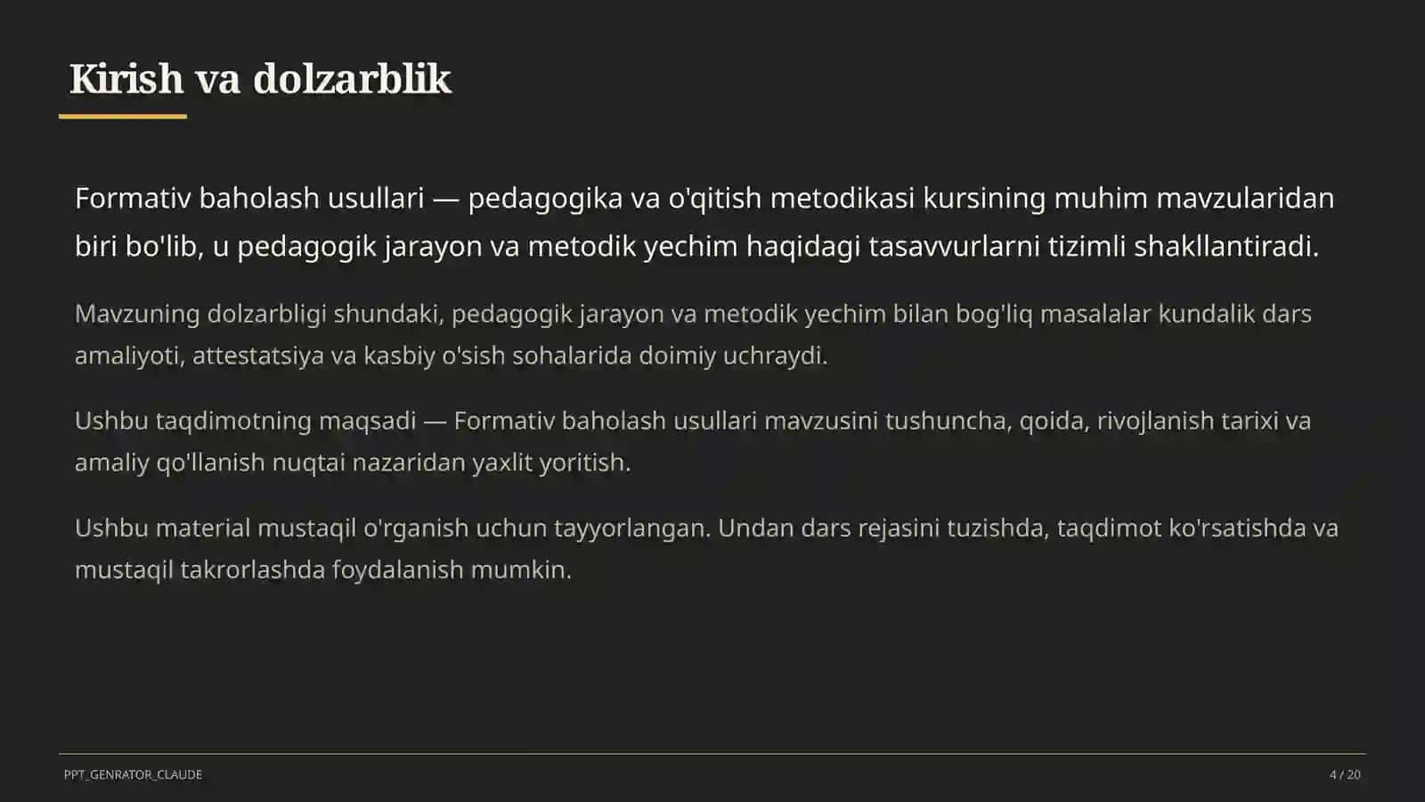 Formativ baholash usullari 4