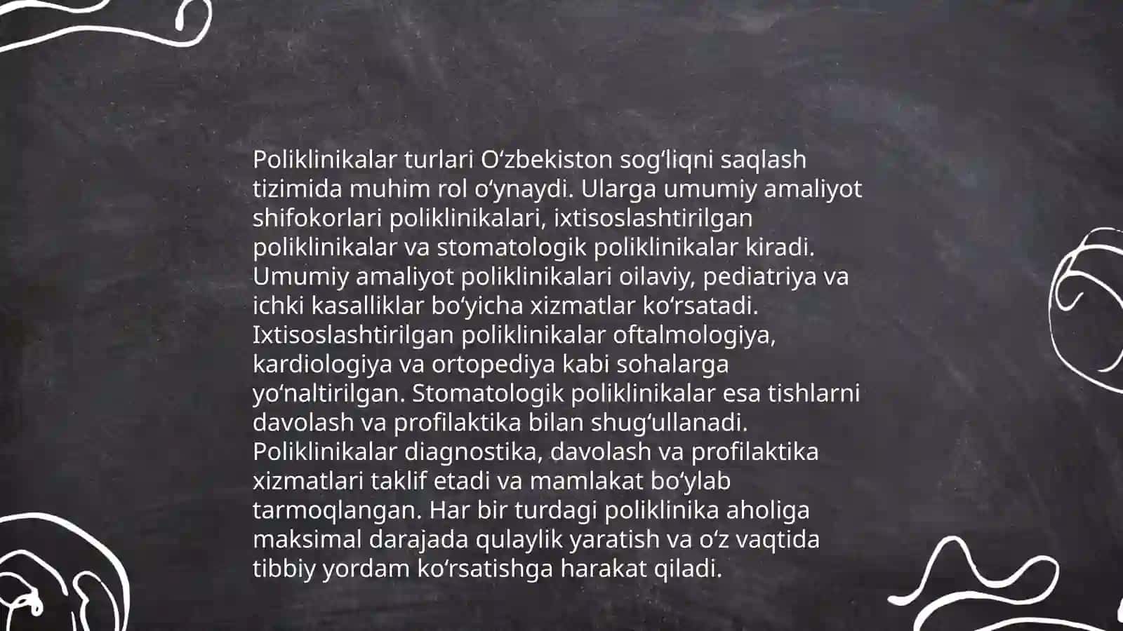Shifo maskanlari, poliklinikalar tipologiyasini oʻrganish 4