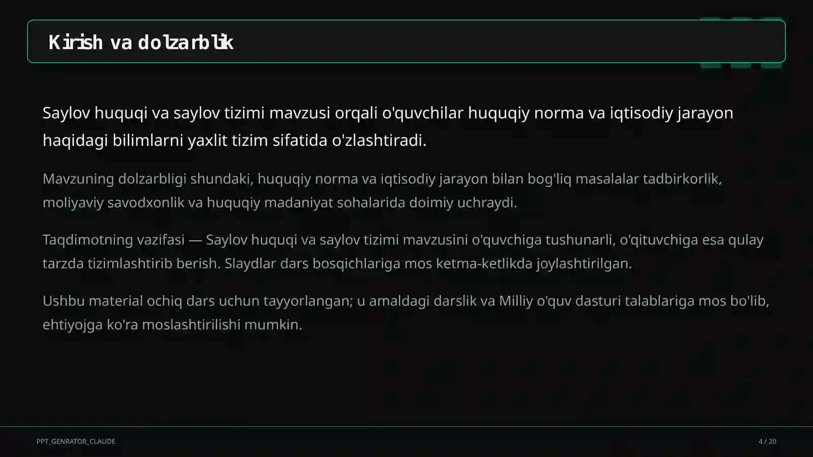 Saylov huquqi va saylov tizimi (10-sinf) 4