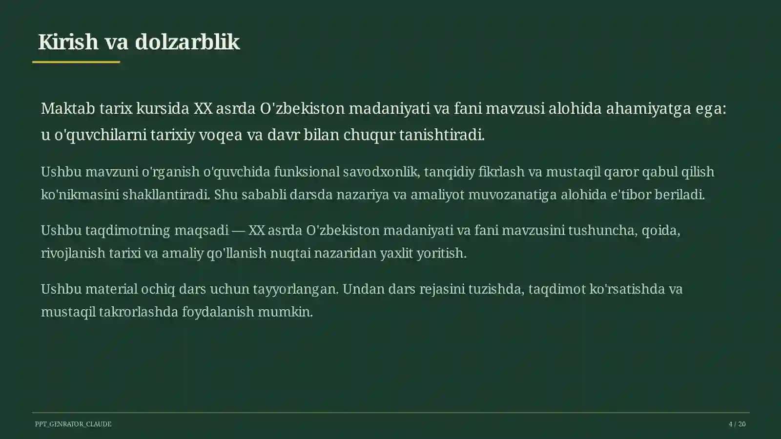 O'zbekiston madaniyati va fani (10-sinf) 4