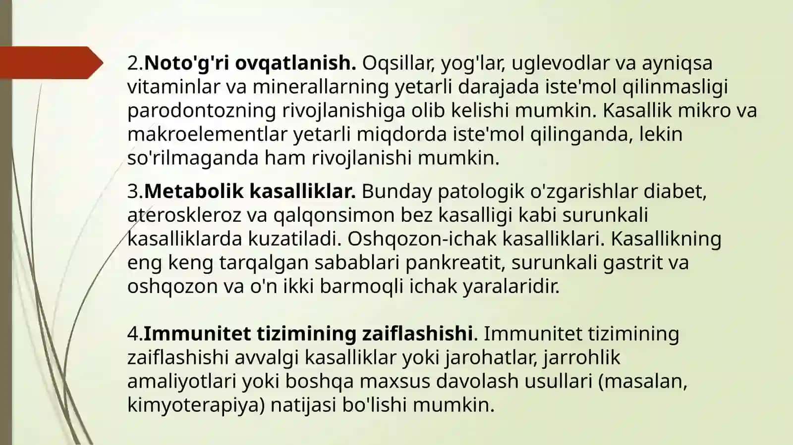 Parodontoz. Yengil darajadagi shakllari. Klinikasi, qiyosiy tashxisi. Kasallik tarixini tuzish 4