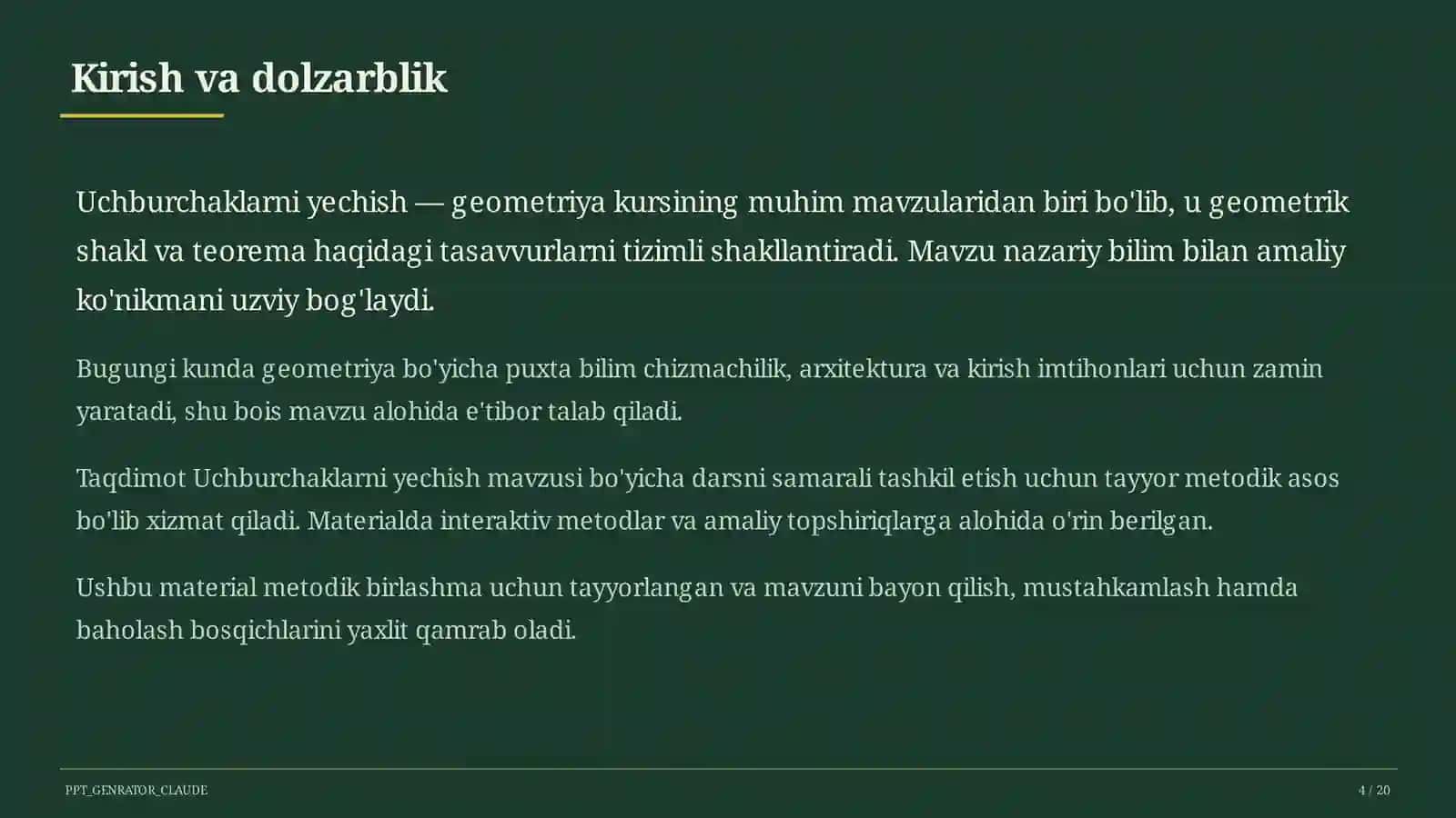 Uchburchaklarni yechish (9-sinf) 4