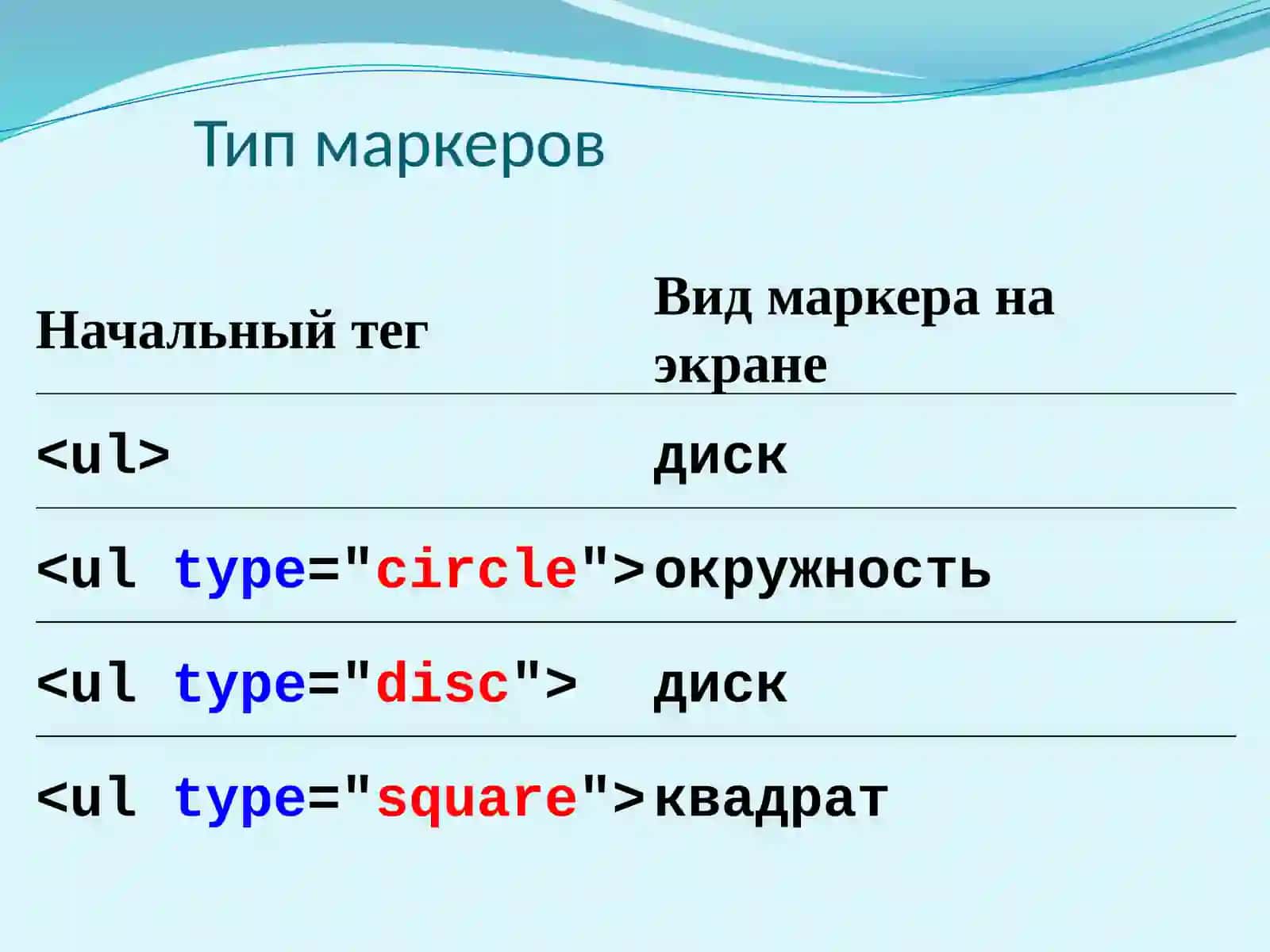 Основы HTML и CSSСписки и таблицы 4