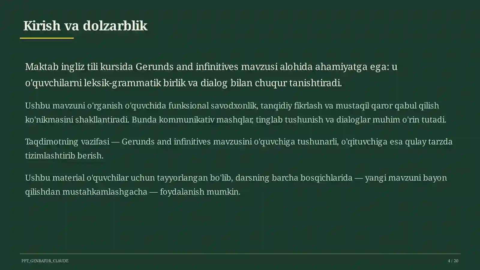 Gerunds and Infinitives (11-sinf) 4