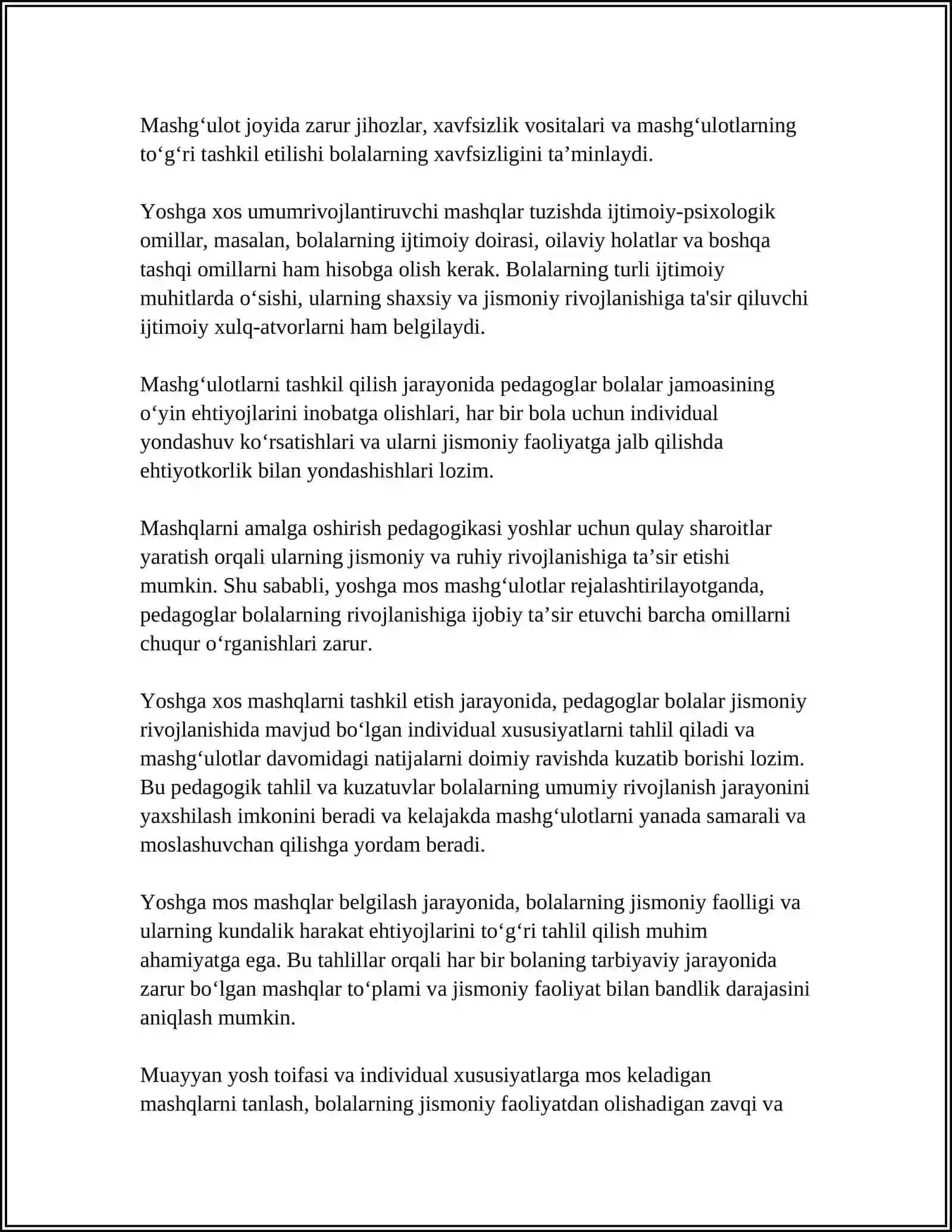 Yoshga xos Umumrivojlantiruvchi Mashqlar Tuzish va O‘tkazish 4
