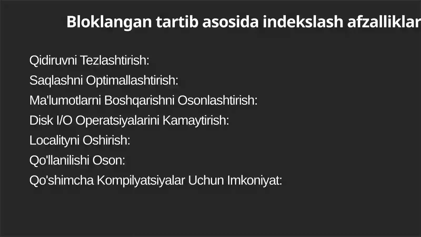 Bloklangan tartib asosida indekslash. 4