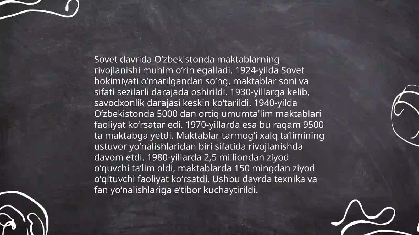 Mustaqillikkacha (1945-1990) boʻlgan yillarda Oʻzbekistonda maktab va pedagogika fanining taraqqiyoti 4