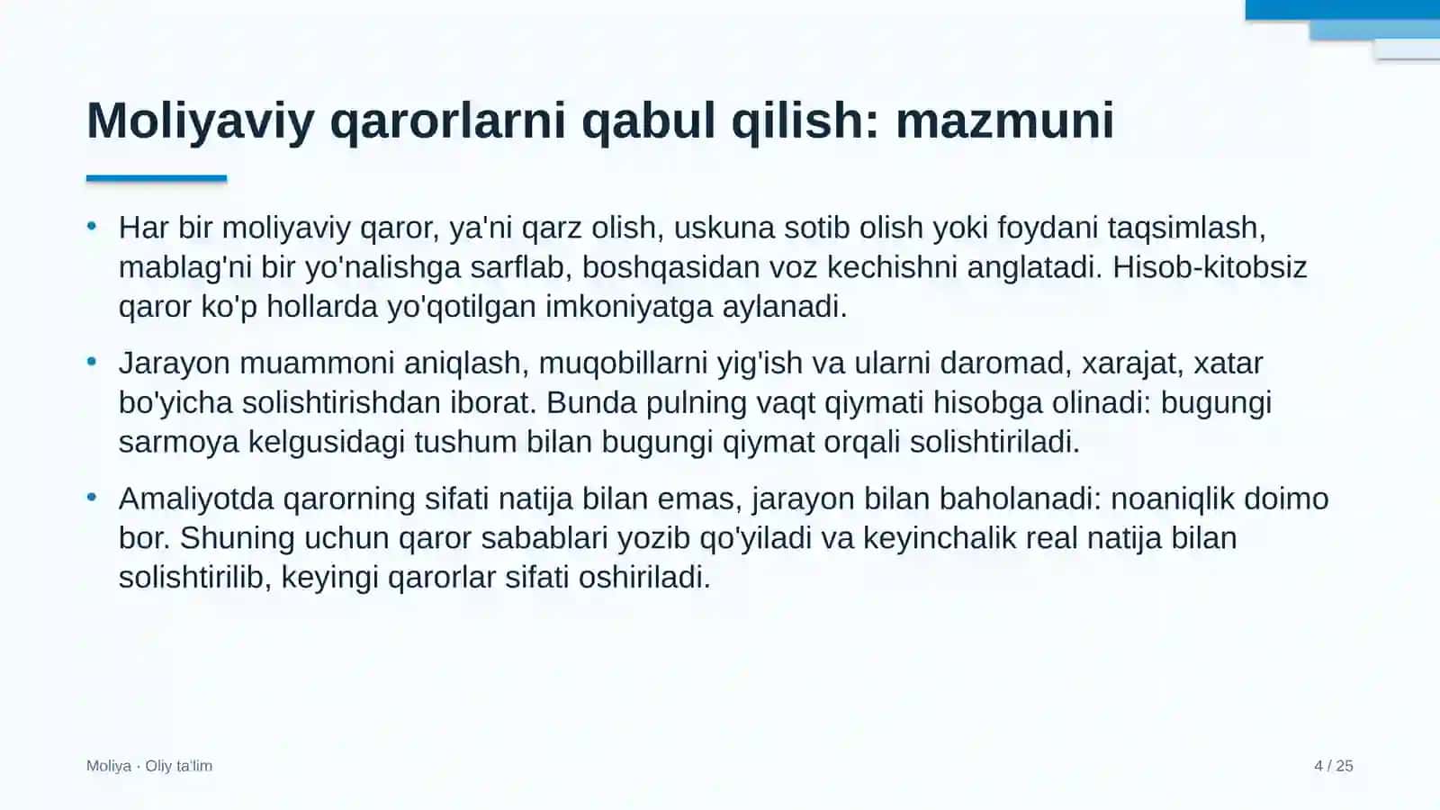 til o'rgatish markazlarida moliyaviy qarorlarni qabul qilish 7749 4