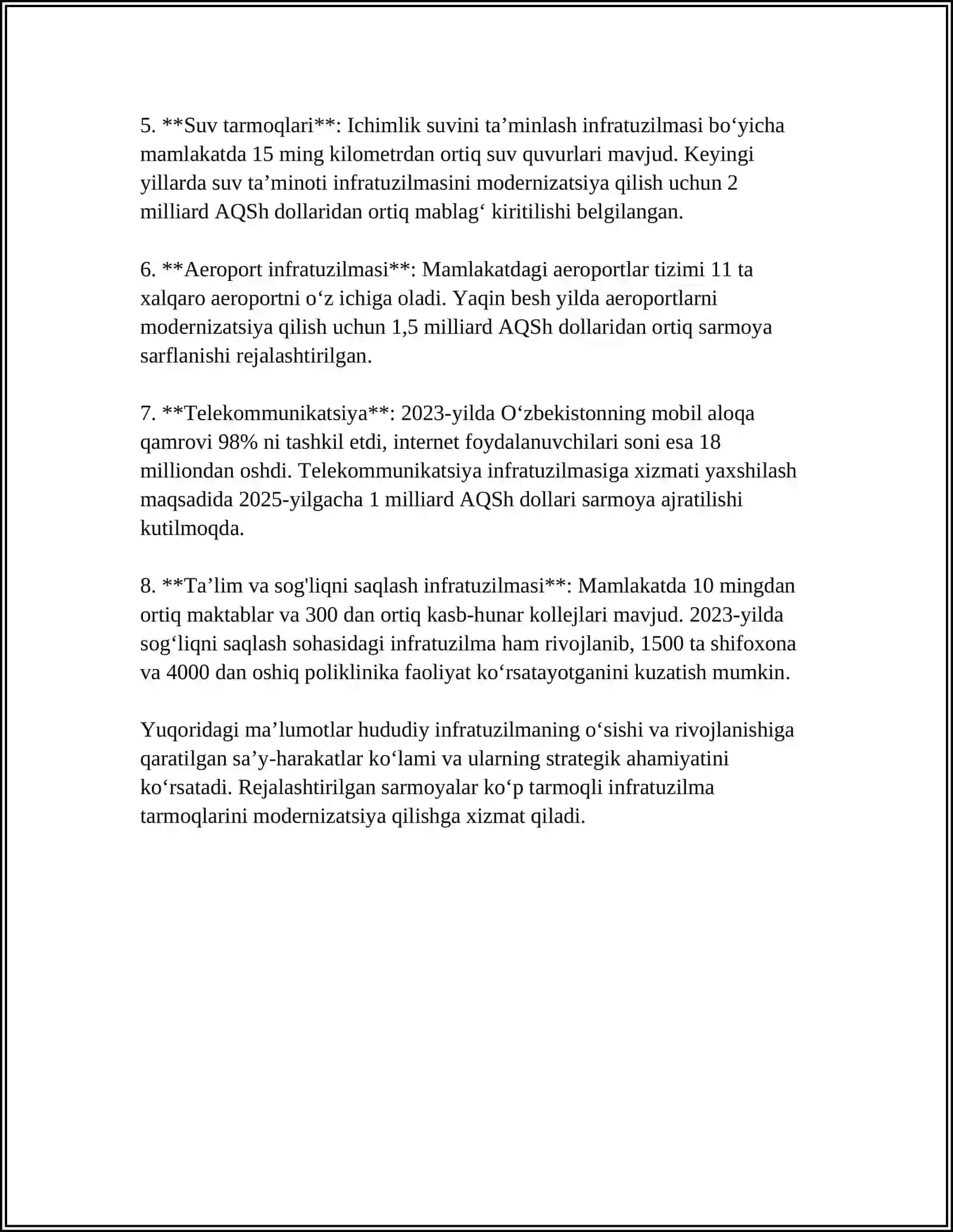 HUDUDLAR IQTISODIY SALOHIYATINI OSHIRISHGA YOʻNALTIRILGAN INVESTITSIYALAR 4