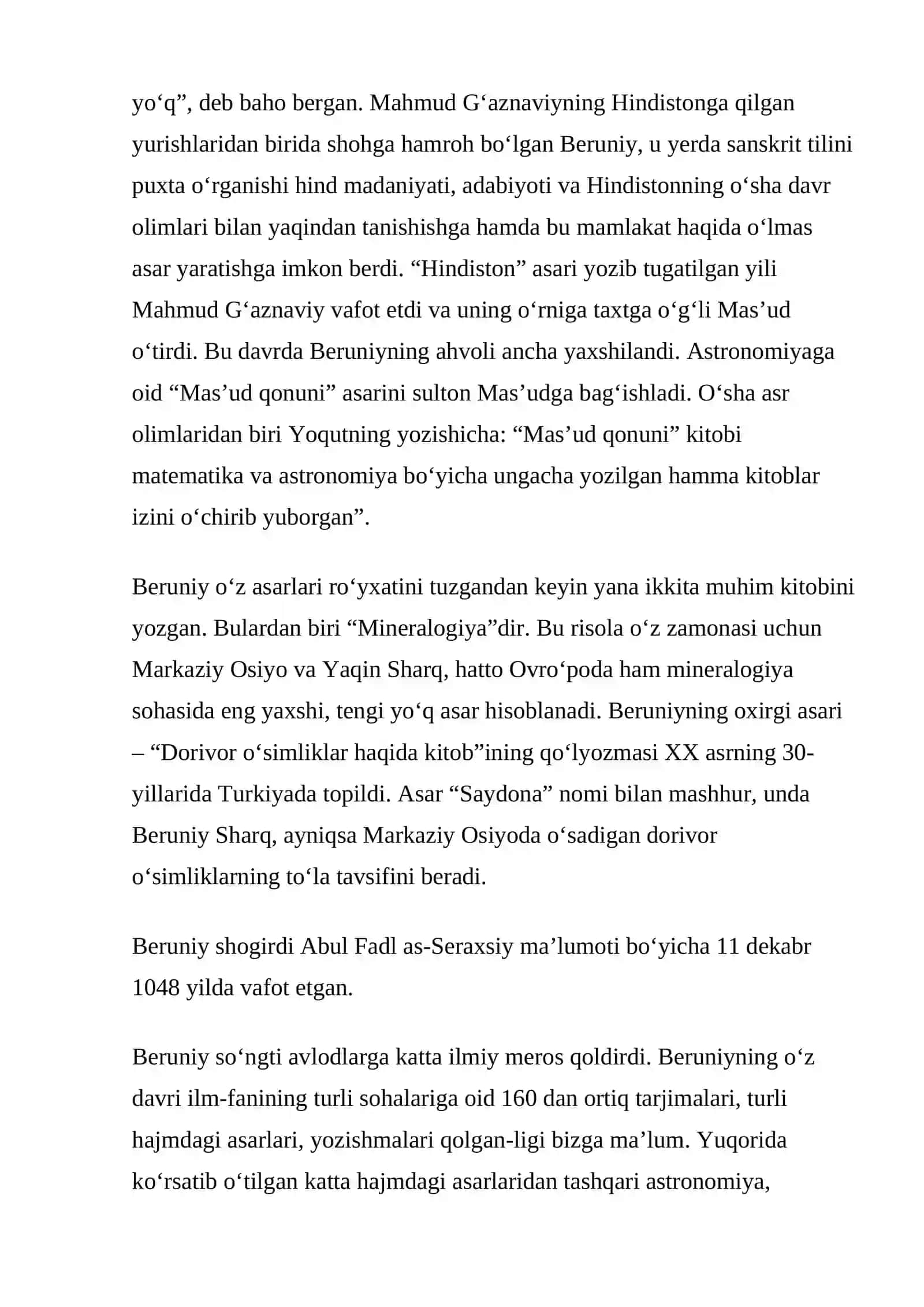 ABU RAYHON BERUNIYNING XRONOLOGIYA FANIGA QO'SHGAN XISSASI 4