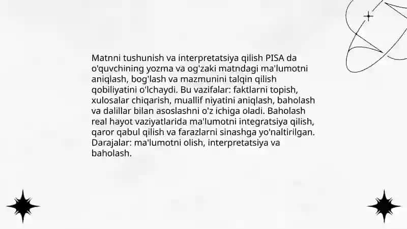 PISA xalqaro baholash dasturida aqliy faoliyat turlari 4