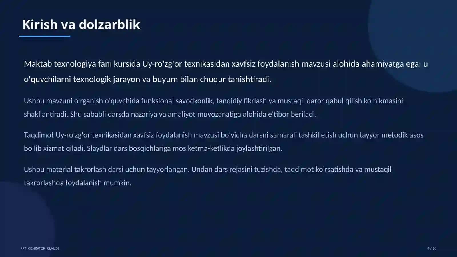 Uy-ro'zg'or texnikasidan xavfsiz foydalanish (7-sinf) 4