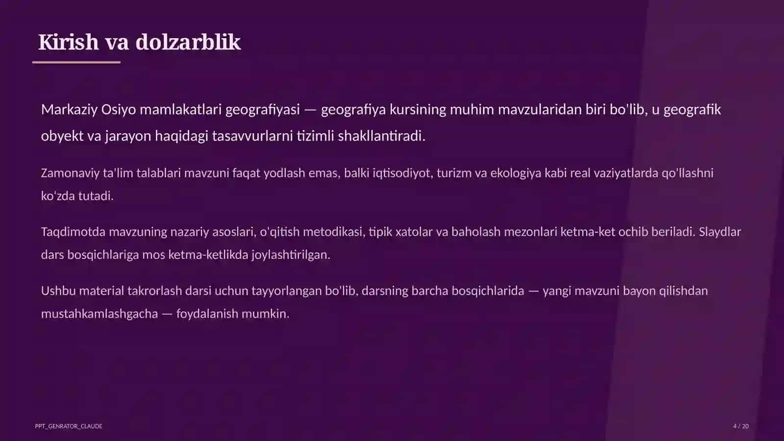 Markaziy Osiyo mamlakatlari geografiyasi (11-sinf) 4