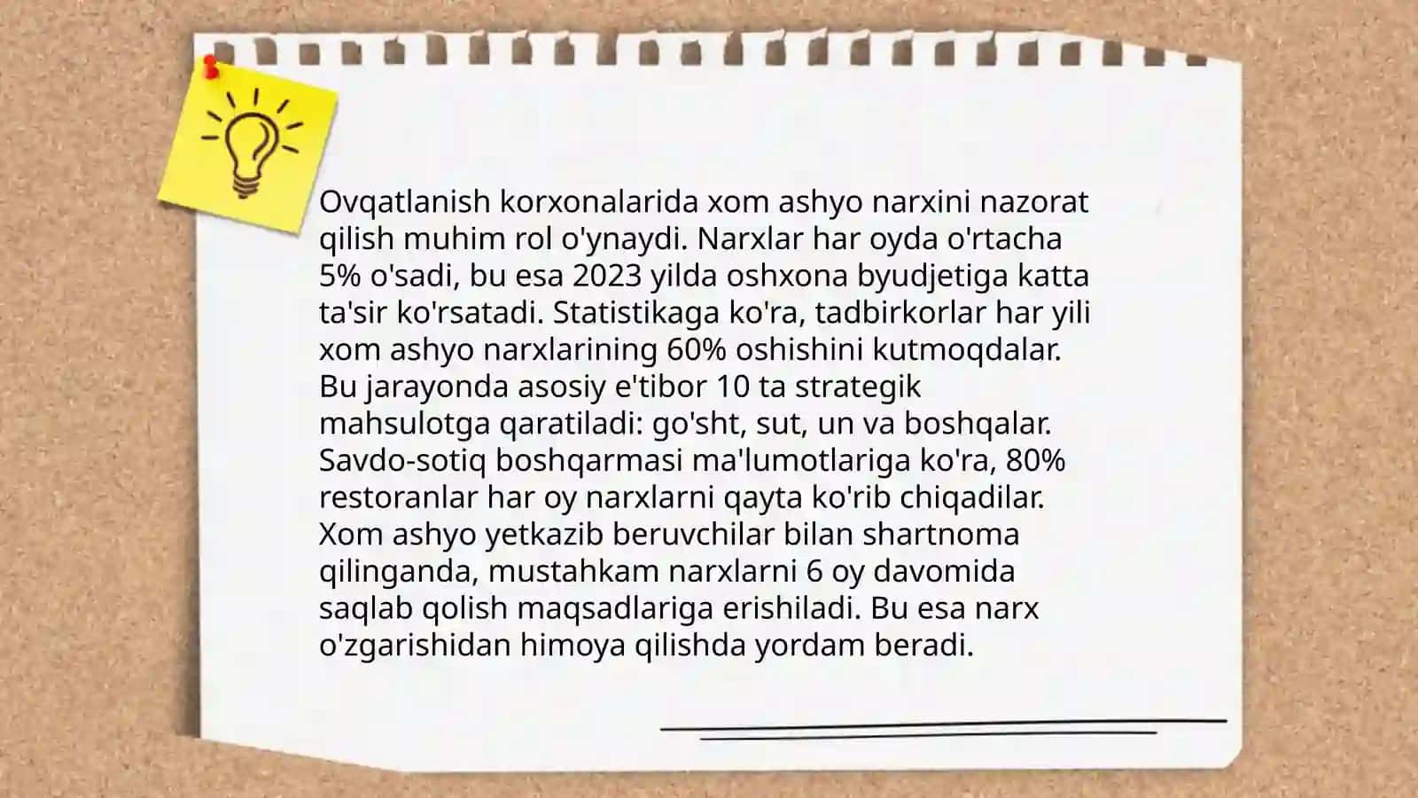 Umumiy ovqatlanish korxonalarida tannarx kalkulyatsiyasi 4