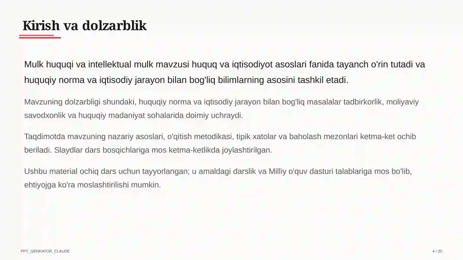 Mulk huquqi va intellektual mulk (11-sinf) 4