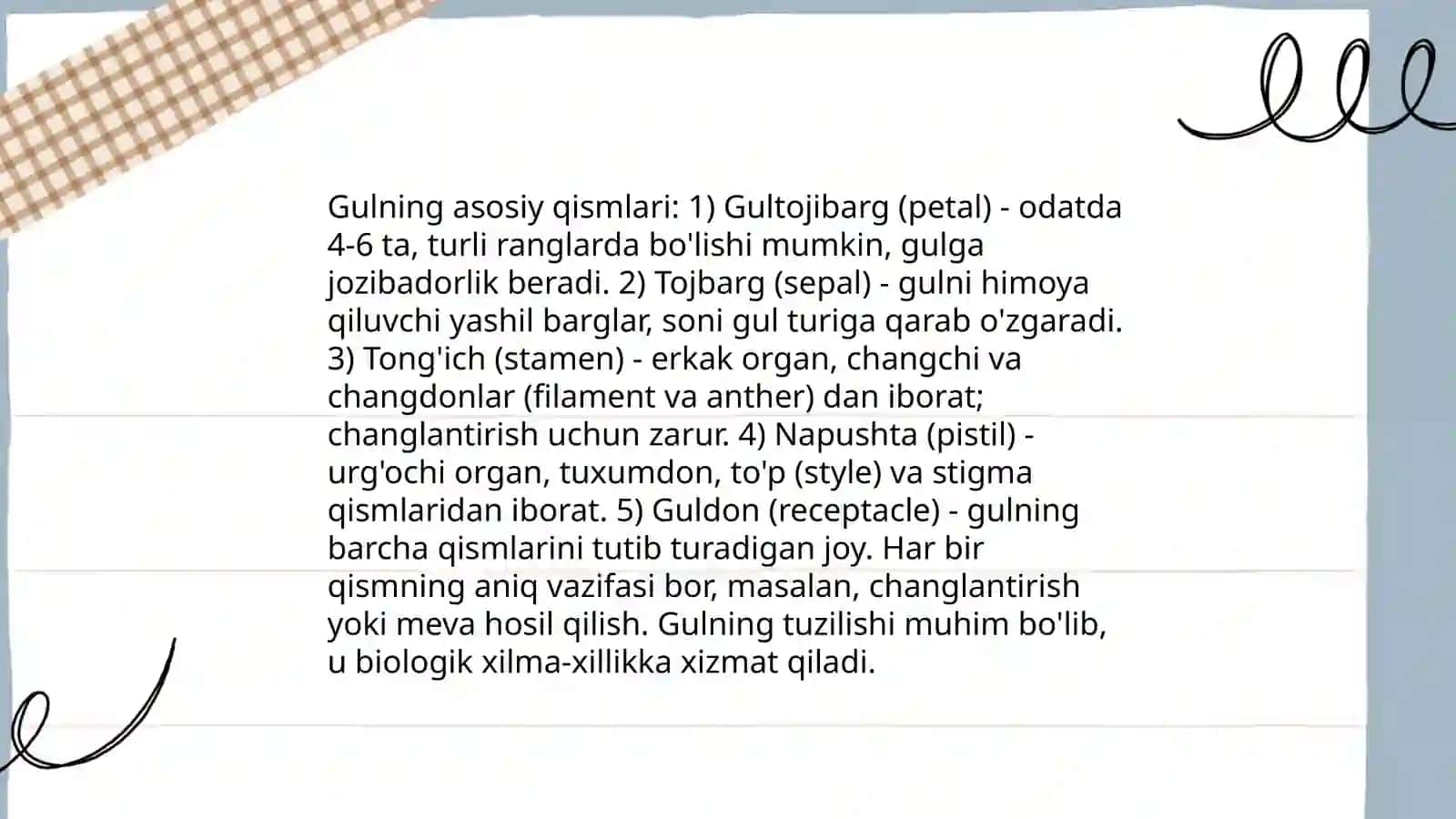 Gulning tuzilishi, qismlari,formulasi va diagrammasini tuzishni o'rganish 4