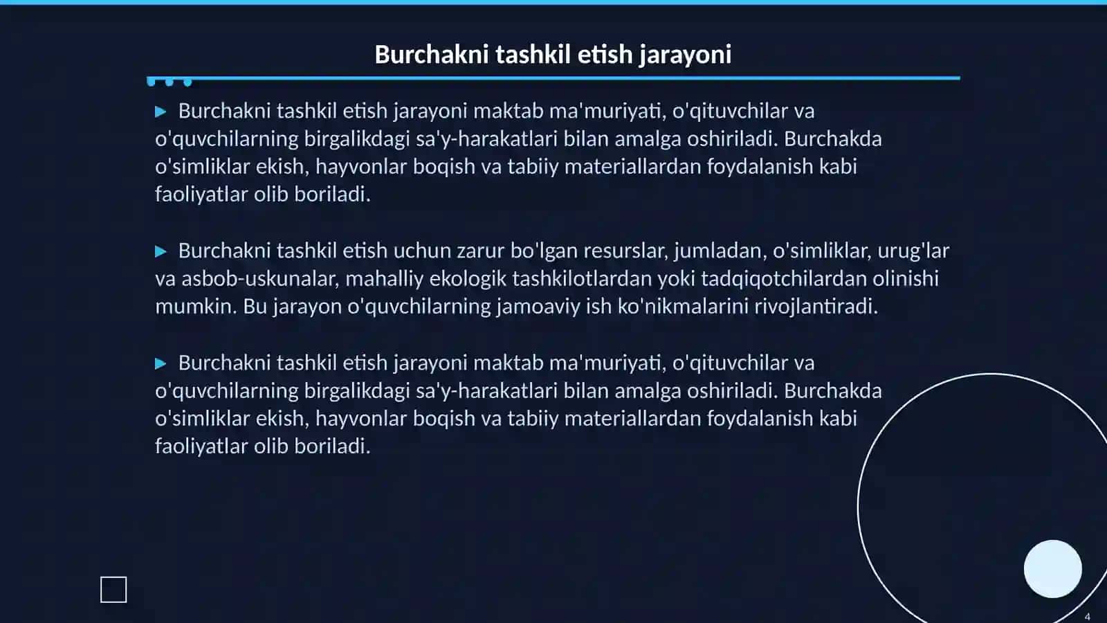 Maktabda tirik tabiat burchagini tashkil etish va unda olib boriladigan oʻquv ishlari 4