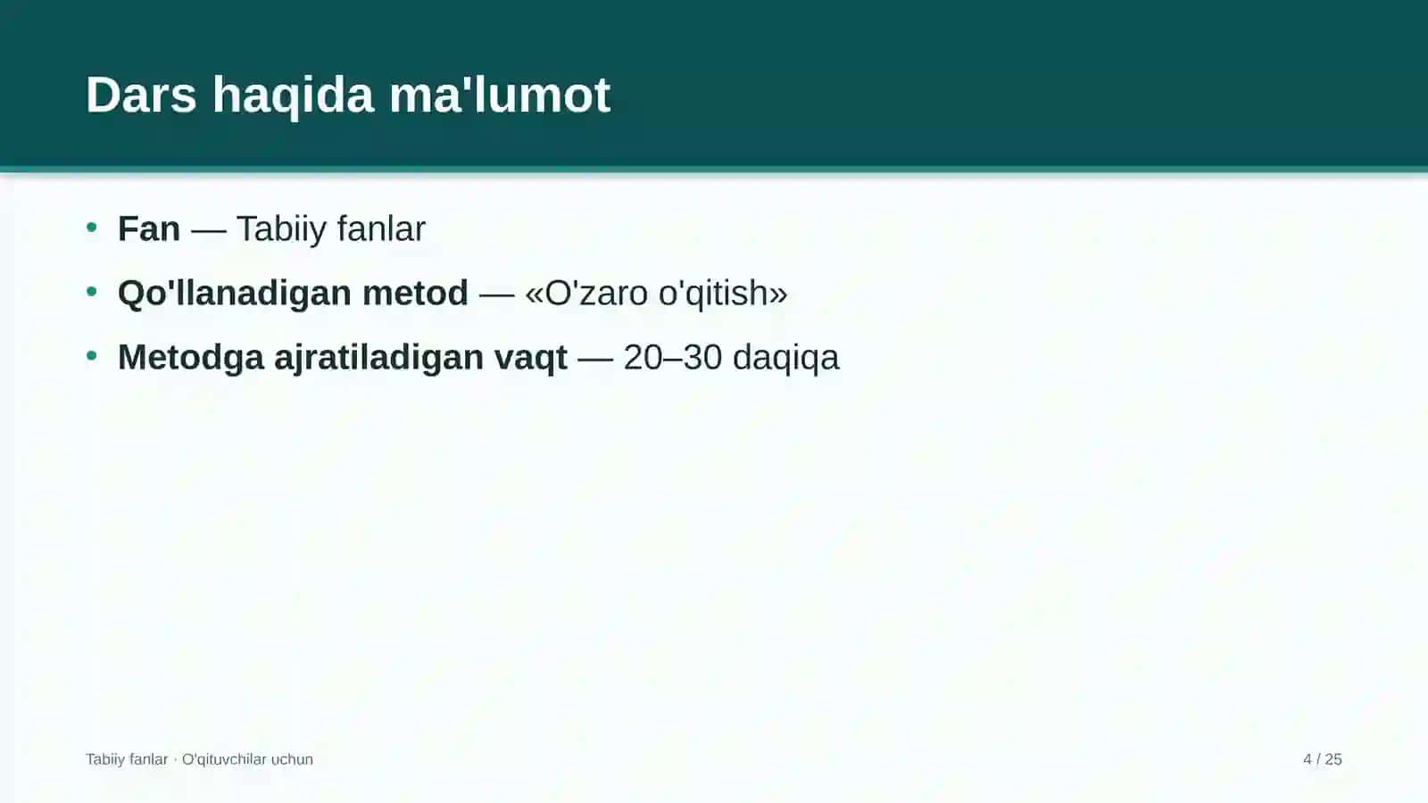 tabiiy fanlar darslarida o'zaro o'qitish metodidan foydalanish 9651 4