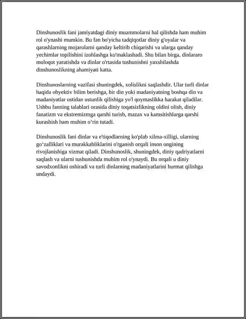 DINSHUNOSLIK FANINING PREDMETI MAQSADI VAZIFALARI 4