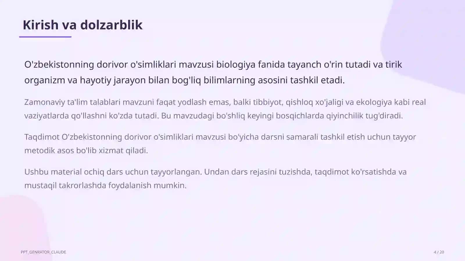 O'zbekistonning dorivor o'simliklari (6-sinf) 4