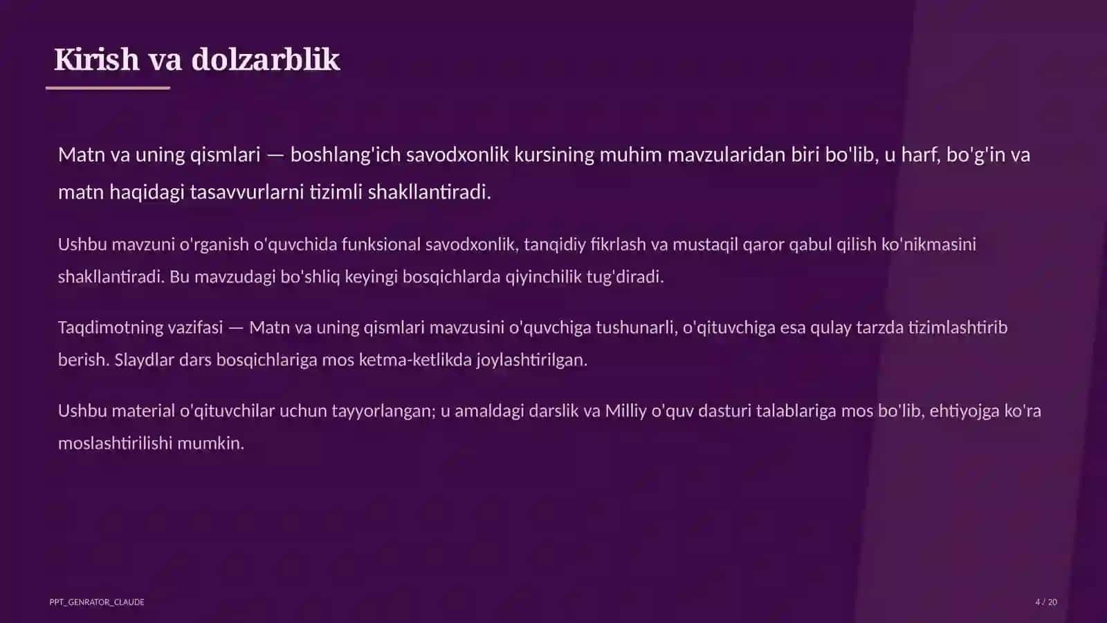 Matn va uning qismlari (3-sinf) 4