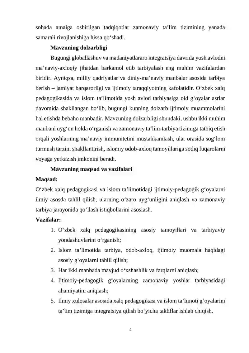 Oʼzbek Xalq Pedagogikasi va Islom Ta'limotida Ijtimoiy-Pedagogik Gʻoyalar 4