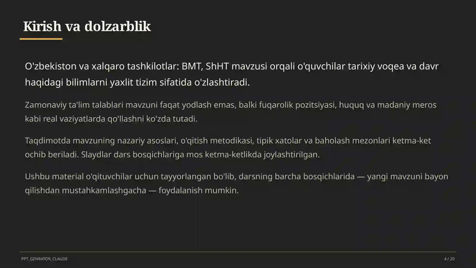 O'zbekiston va xalqaro tashkilotlar: BMT, ShHT (11-sinf) 4