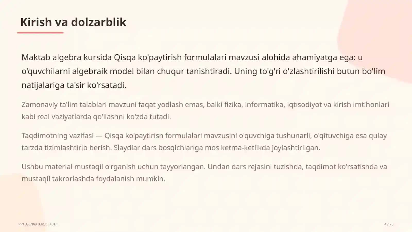 Qisqa ko'paytirish formulalari (7-sinf) 4