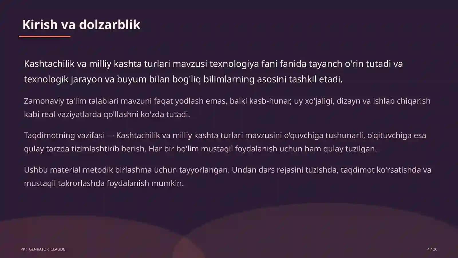 Kashtachilik va milliy kashta turlari (5-sinf) 4