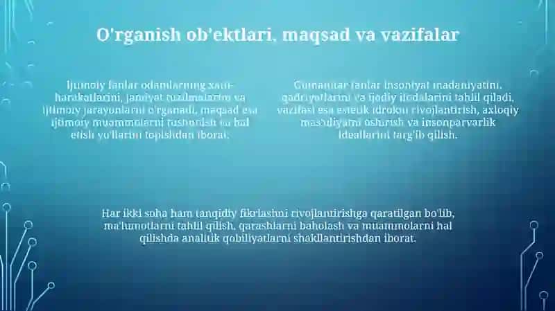 Ijtimoiy-gumanitar fanlarning maqsadi va vazifalari 4