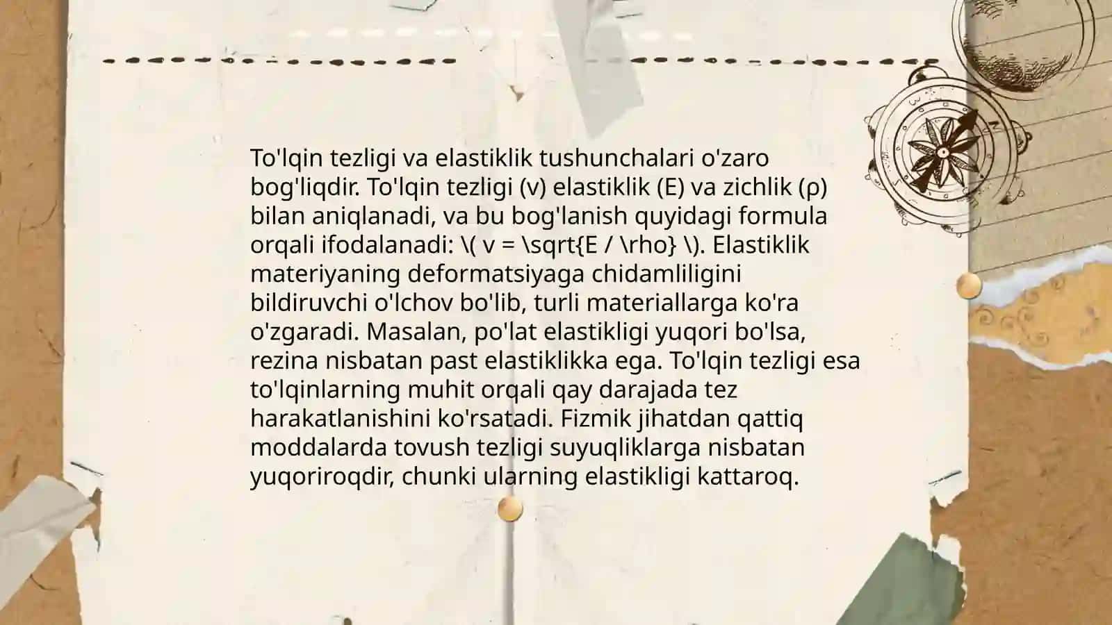 Toʻlqinlarning elastik muhitda tarqalish tezligi 4