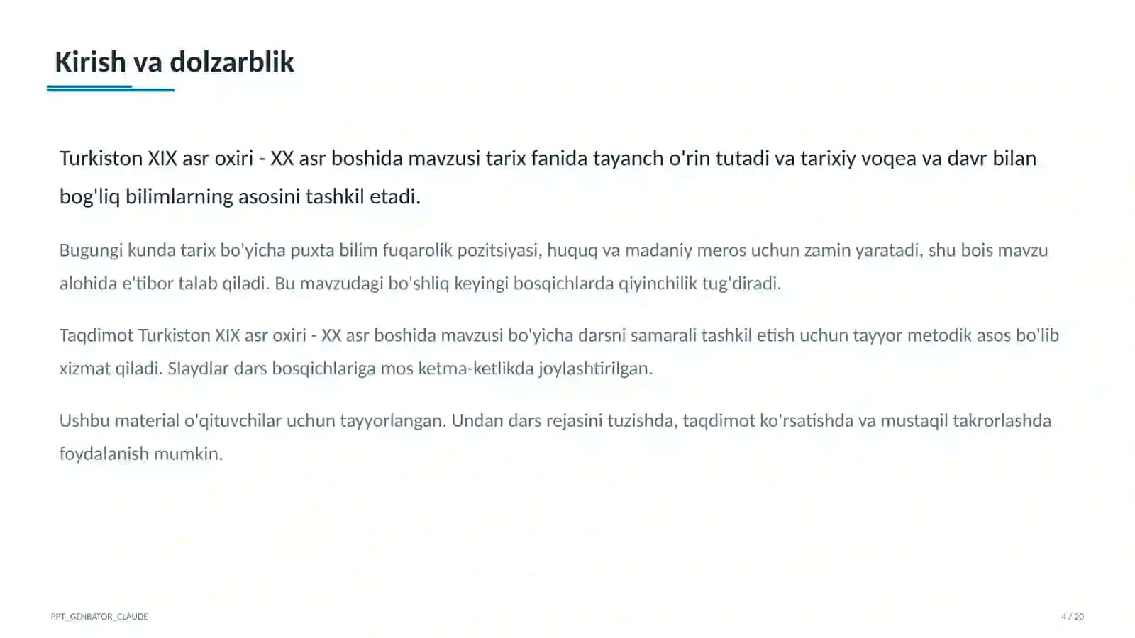 Turkiston XIX asr oxiri - XX asr boshida (9-sinf) 4