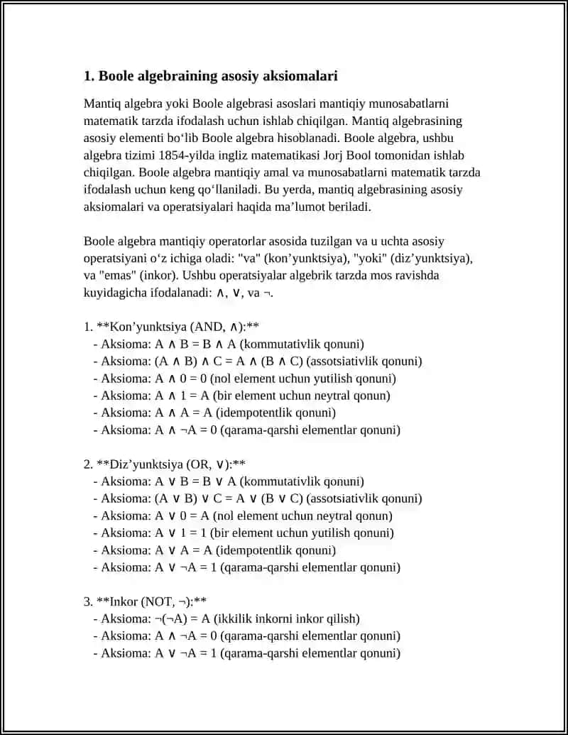 MANTIQ ALGEBRASINING AKSIOMALARI 4
