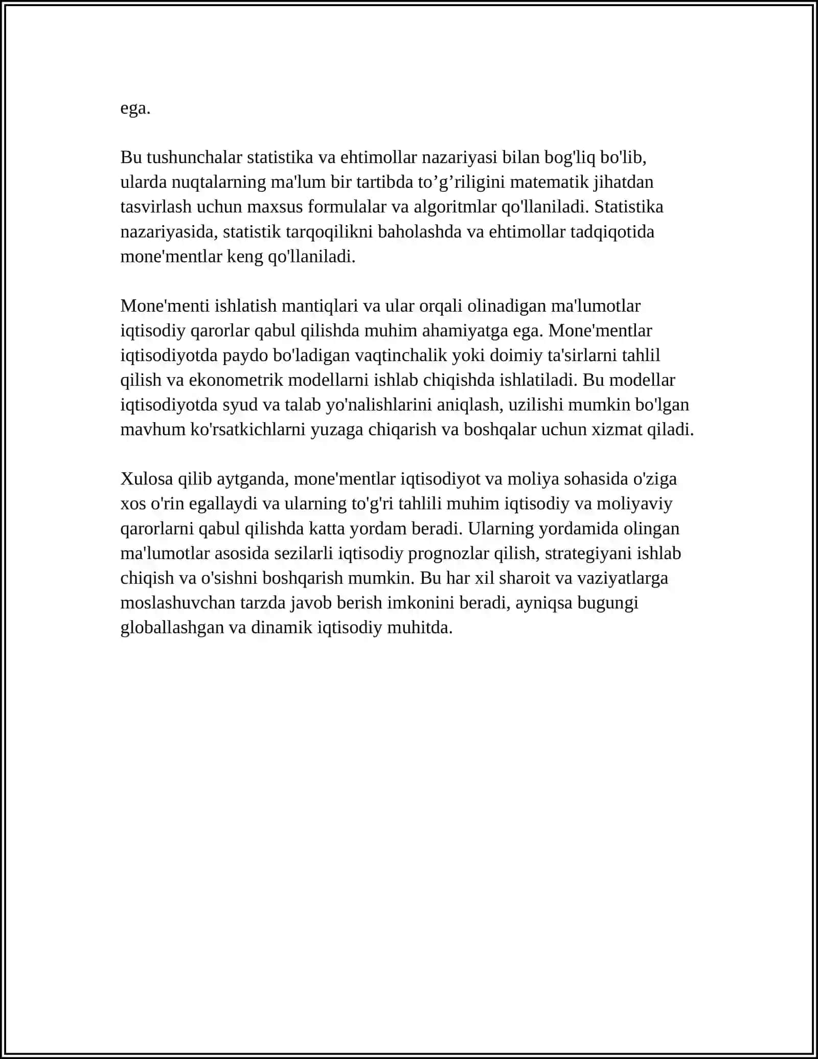 MUSTAQIL ISH Mavzu: MONOMETRLARNI QIYOSLASH 4